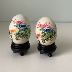 New Lot of Vintage painted eggs with pedestals